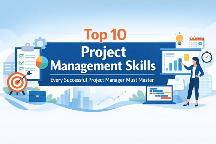 Top 10 Project Management Skills Every Successful Project Manager Must Master by product-strategist.com written by kunal salekar