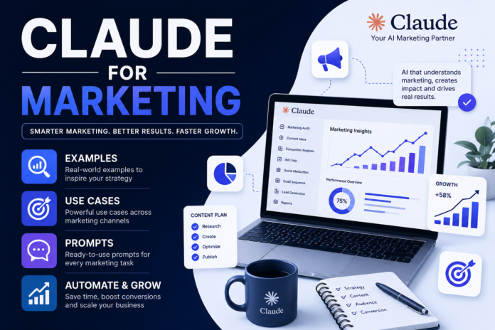 Discover how to use Claude for Marketing with real-world examples, use cases, prompts, workflows, competitor analysis, lead generation strategies, content creation, social media automation, and marketing research. Learn how marketers, agencies, startups, and businesses use Claude AI to improve productivity, generate better campaigns, and scale marketing efforts efficiently. Claude for Marketing, Claude AI for Marketing, Claude Marketing Use Cases, Claude Marketing Examples, Claude Marketing Prompts, Claude AI Content Creation, Claude AI Social Media Marketing, Claude AI Lead Generation, Claude AI Competitor Analysis, Claude AI Marketing Automation, Claude AI Research, Claude AI Outreach, Claude AI Content Marketing, Claude AI SEO, Claude AI Marketing Workflows, Claude AI for Agencies, Claude AI Facebook Ads Analysis, Claude AI Google Ads Research, Claude AI Brand Voice Training, Claude vs ChatGPT for Marketing.