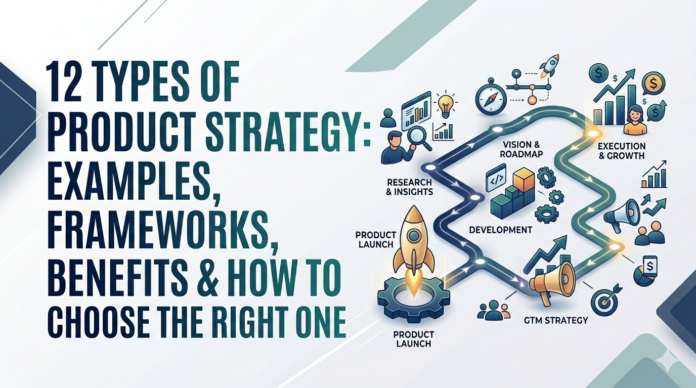 Discover the 12 types of product strategy, including cost leadership, differentiation, focus, quality, market penetration, product positioning, and brand extension. Learn proven product strategy frameworks, real-world examples, benefits, and how to choose the right strategy to drive business growth and competitive advantage. Types of product strategy, product strategy examples, product strategy framework, product strategy models, product strategy for business, product development strategy. Different types of product strategy, product positioning strategy, product line strategy, product mix strategy, market penetration strategy, brand extension strategy, product strategy guide.