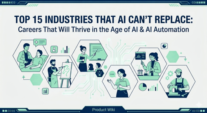 Discover the top 15 industries that AI can't replace, including healthcare, education, law, skilled trades, mental health, and public service. Learn why these careers remain future-proof, explore salary insights, and understand which industries will continue thriving in the age of automation. Industries that AI can't replace, industries AI can't take over, AI-resistant industries, jobs AI can't replace, careers safe from AI, future-proof industries, industries protected from automation. AI-proof industries, human-centric careers, industries that will survive AI, careers that require human skills, industries with low automation risk, best industries in the AI era.